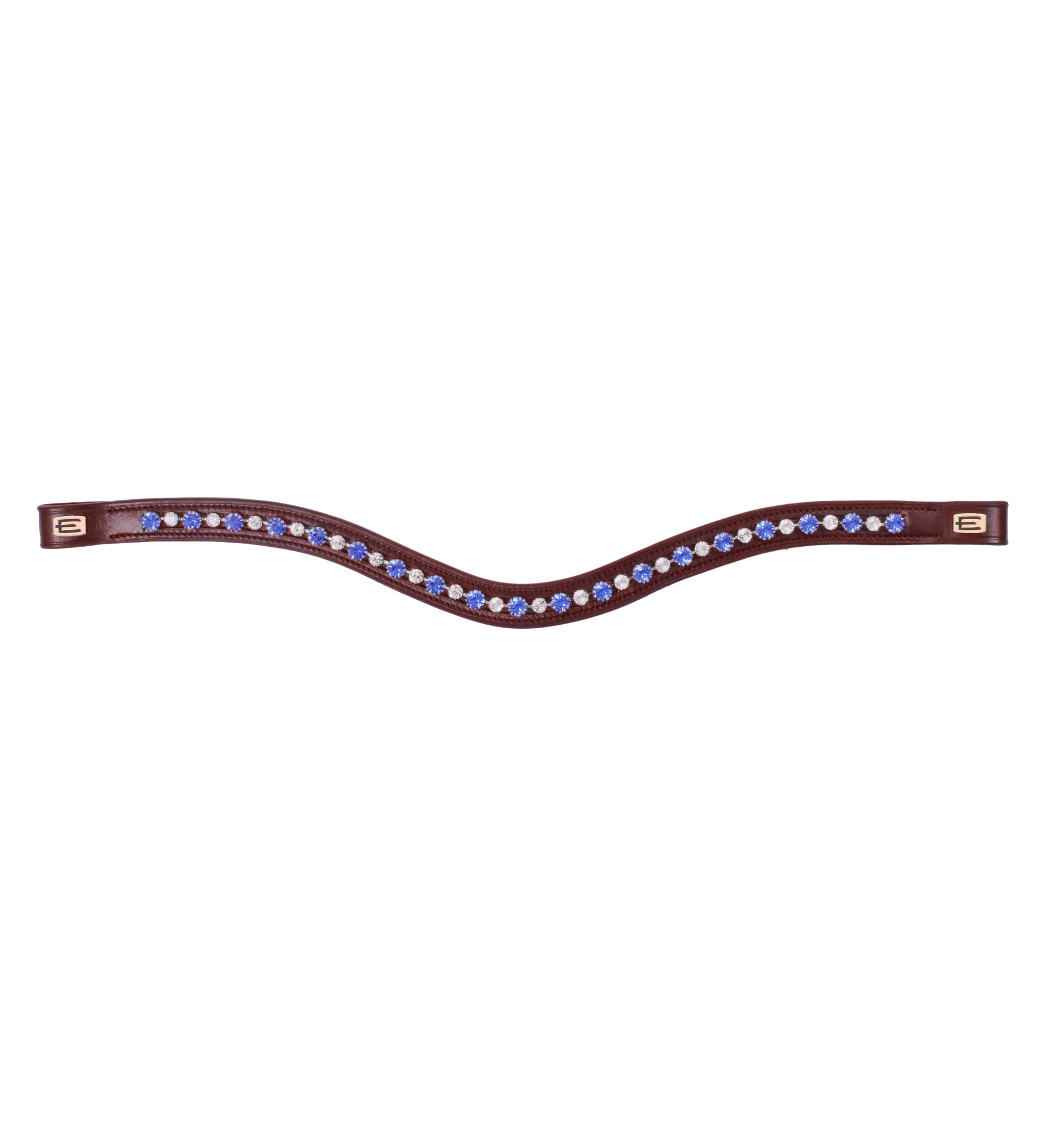 Browband Blue/White Crystal - Brown